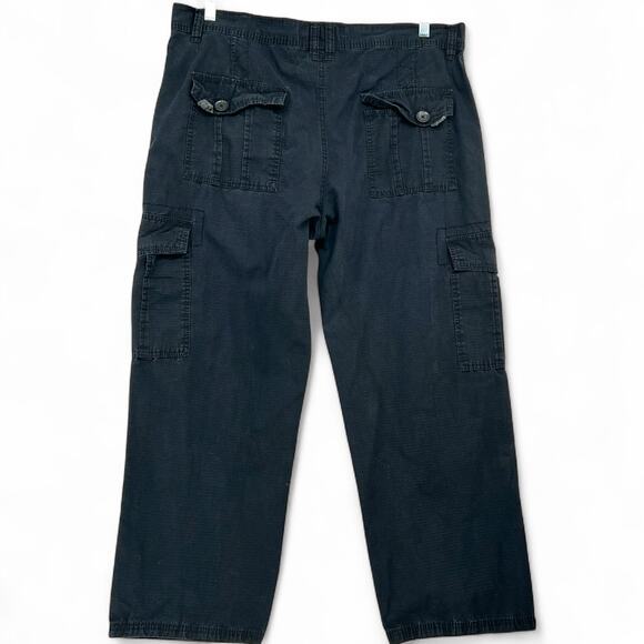 Men's Black Ripstop Wide Leg Cargo Pants SP Collection 38  Campy Gorpcore Work - Picture 3 of 8
